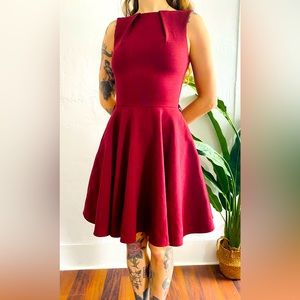 Flared a-line burgundy/red dress